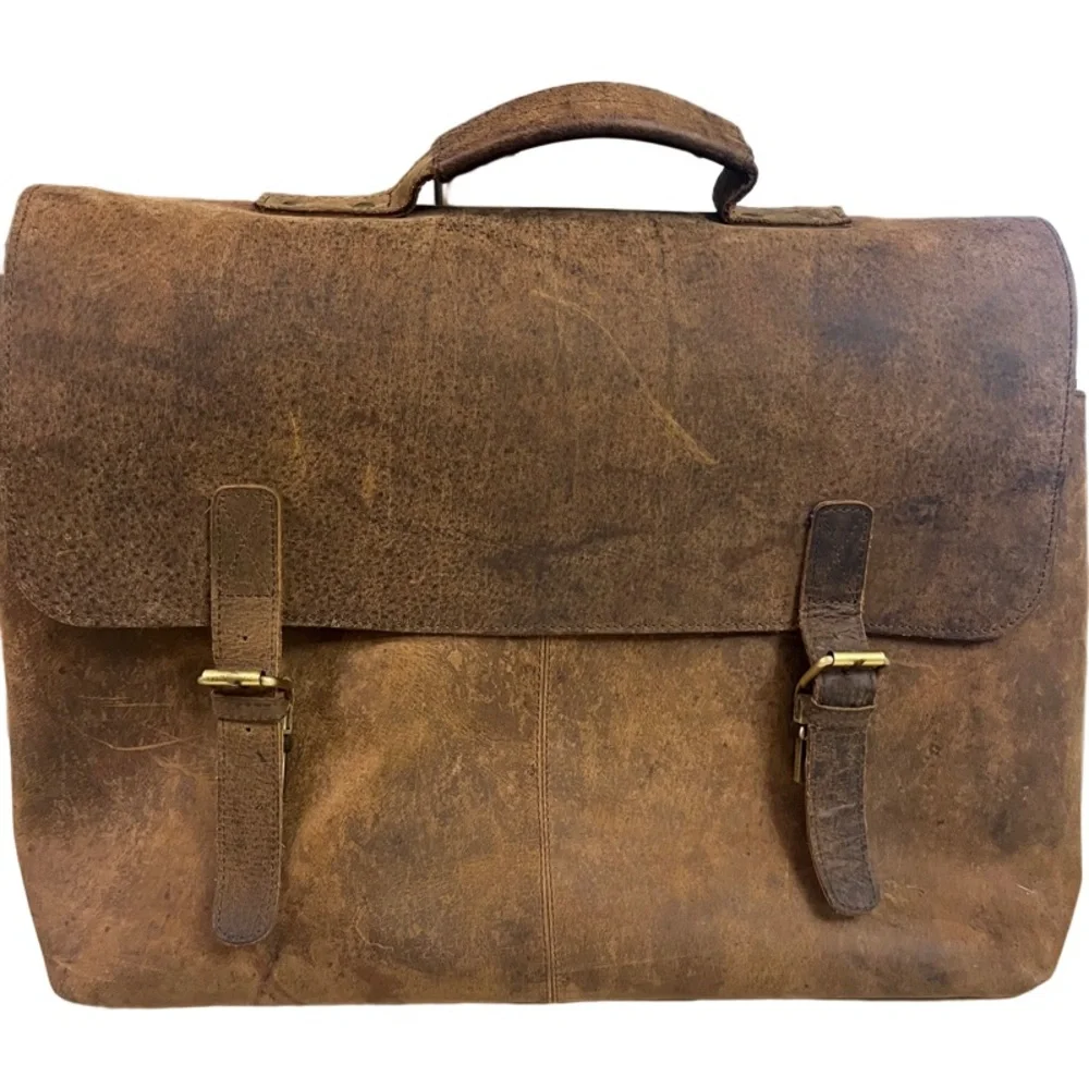 KOMALC 18 INCH LEATHER BRIEFCASE LAPTOP MESSENGER BAG